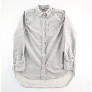 Duluth Trading Corduroy Stretch Drop Tail Women's Med Light Grey Long Sleeve